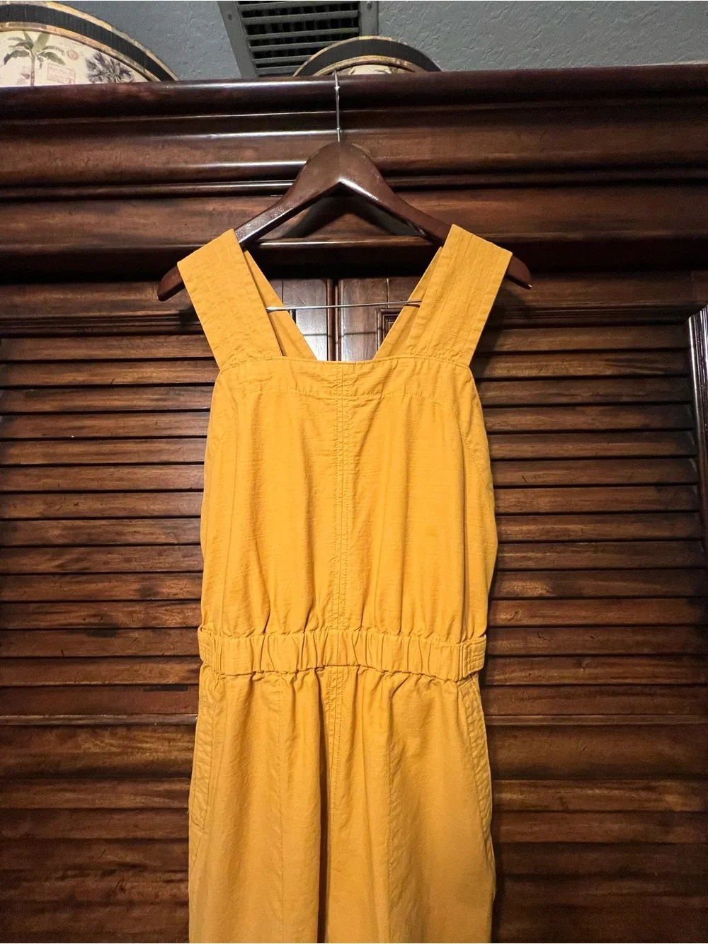 Everlane The Fatigue Apron Jumpsuit Amber Gold Organic Cotton Linen Blend Size 4